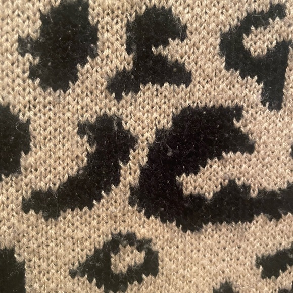 Khaki Leopard Print Loose Raw Edge Sweater - Picture 6 of 7